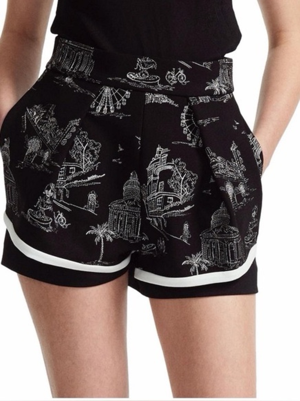 Maje Black Ipom Embroidered Crepe Shorts